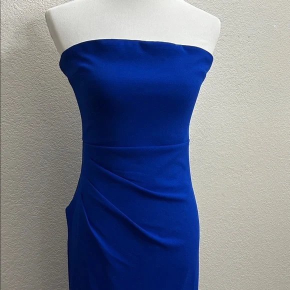Lulu's Royal Blue Long Strapless Dress - Picture 2 of 8